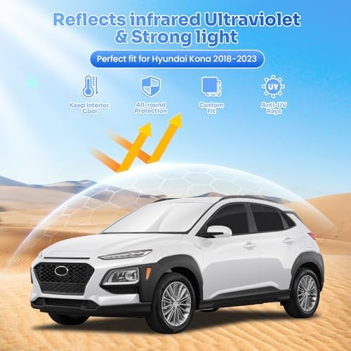 Canvcle Window Shades for 2018-2023 Hyundai Kona Accessories Windshield Sun - Image 2