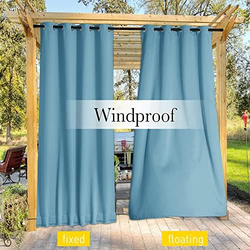 NICETOWN Weighted Curtains for Patio Waterproof W66xL84 Teal Blue 2 Panels - Image 6