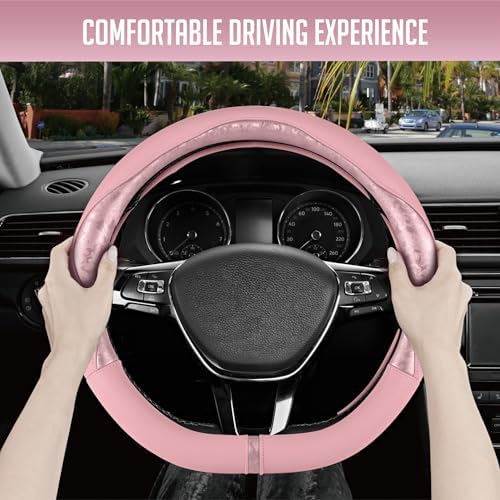 PIC AUTO Steering Wheel Cover, Universal Fit 14.5"–15.5" D-Shape Steering Cover - Image 5