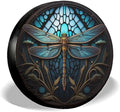 GENANY Blue Dragonfly Art Thick PVC Leather Spare Tire Cover Size 14 by GENANY