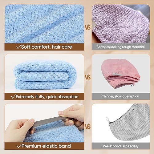 HOMEXCEL 5PK Microfiber Hair Towels, 40x20 in, Fast Drying - Image 4