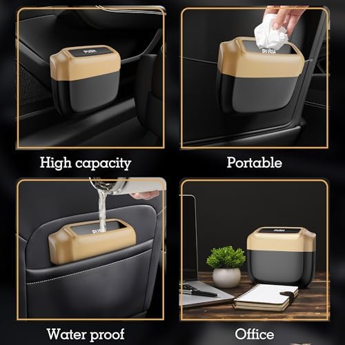 2 Pack Car Trash Can with Lid, Built-in Storage Garbage Bag - Image 5