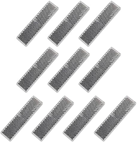 10 Pack White Reflectors Self-Adhesive Rectangular, Quick Mount by FajerminArt