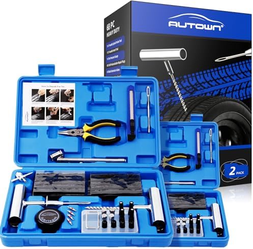 AUTOWN Flat Tire Repair Kit 68pcs 2-Pack, Tire Plug Kit to Fix Punctures by Autown