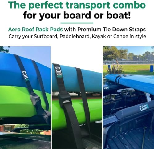 COR Surf Aero Roof Rack Pads, No-Scratch Tie Down Straps, 28in Wide 10ft - Image 4
