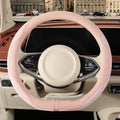 Nappa Leather Pink D Shaped Steering Wheel Cover Women 15 inch by Binsheo