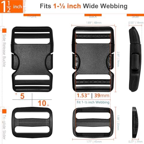 1-1/2 inch Straps Buckles Set: 6 yard Nylon Webbing Strap 1.5" Wide, 5 pack - Image 2