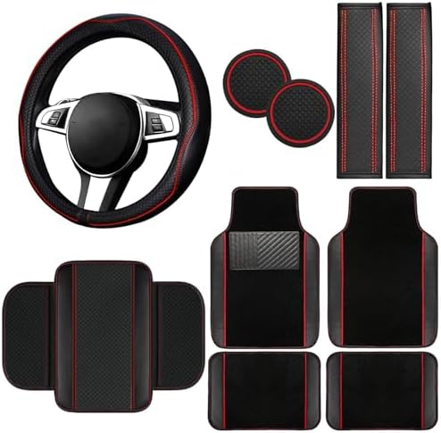 NBTEPEM 10 Pcs Car Floor Mats Full Set Car Accessories, Microfiber Leather by NBTEPEM
