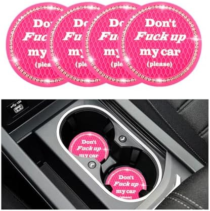 4 PCS Bling Car Cup Coaster, 2.75 Inch Anti-Slip Cup Holder Insert Coasters by Sylvil