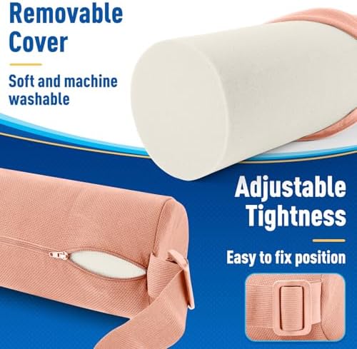 CushZone Memory Foam Lumbar Roll Support Pillow, Large Pink - Image 4