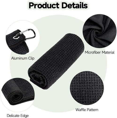 VIVIDLY 3 Pack 16"x16" Waffle Microfiber Golf Towels - Image 2