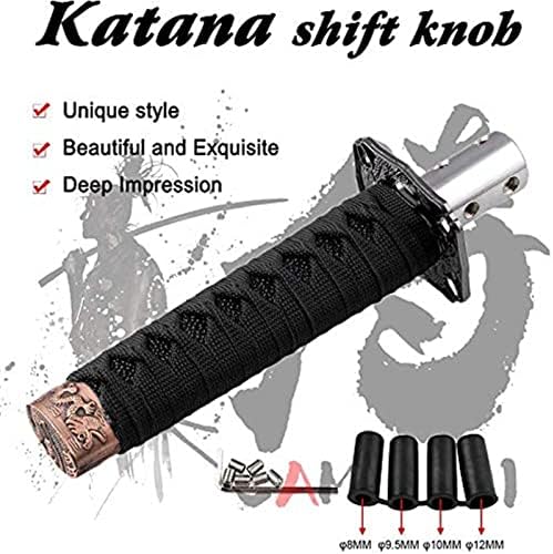 RYANSTAR Katana Shift Knob Samurai Sword Design 4 Adapters Black - Image 2
