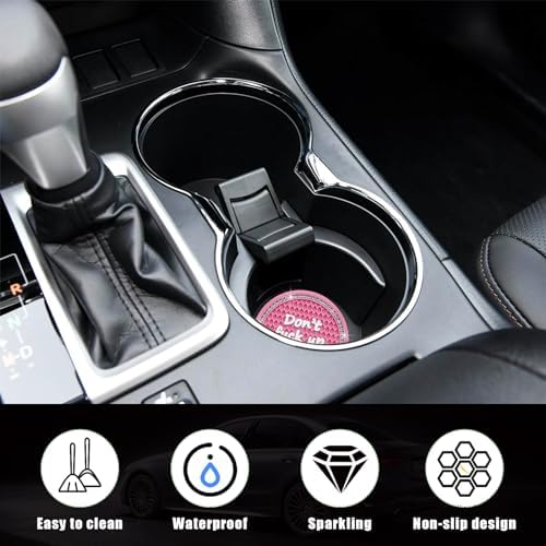Ziciner 2 Pack Bling Car Cup Holder Coaster, 2.75 Inch Anti-Slip Auto Insert - Image 3