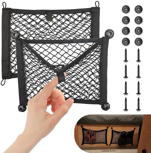 RED WOLF 2 Layer Small Mesh Cargo Net Elastic Storage Netting 2 Pcs Stretchable by REDWOLF