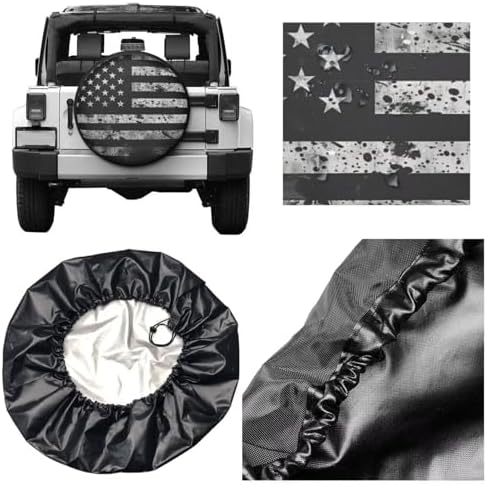 Black American Flag Tire Covers US Flags Pattern Tire Wheel Protector - Image 3