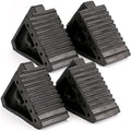 Fasmov 4 Pack Solid Rubber Heavy Duty Wheel Chock, Ergonomic Carry Handles by Fasmov