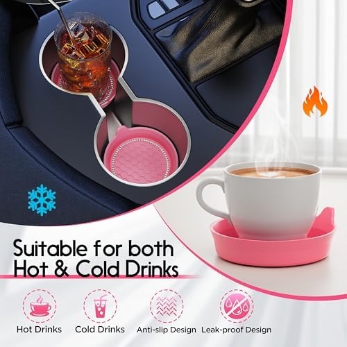 Amooca 2-Pack Car Cup Holder Coaster Bling Crystal Rhinestone Car Interior - Image 2