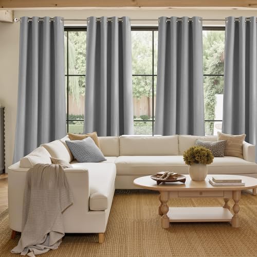 NICETOWN Short Faux Linen Light Grey Blackout Curtains 63 inches Long - Image 4