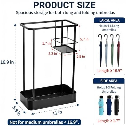 Metal Umbrella Stand, Rectangle Free Standing Holder - Image 4