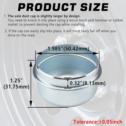 2pcs 1.98'' Trailer Hub Dust Caps - Image 2