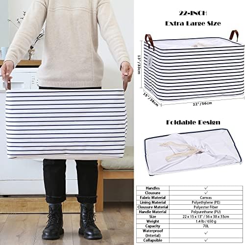 Hinwo 70L Extra Large Canvas Storage Bin - Image 5