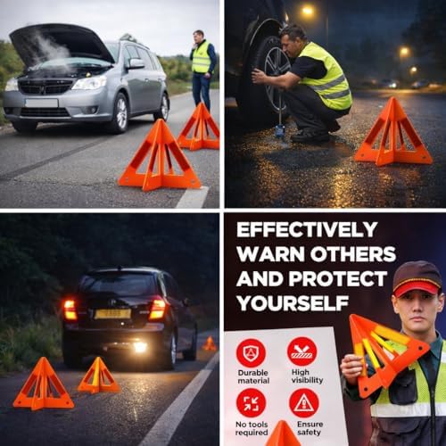 Safety Triangles for Vehicles, 6 Set Emergency Warning Reflective Triangles - Image 6