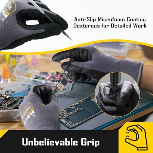 COOLJOB 6/12/36 Pairs Safety Work Gloves, Microfoam Nitrile Rubber Coated - Image 4