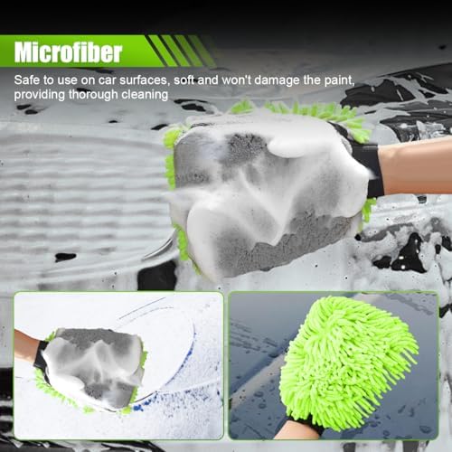 Collapsible Bucket with 3-in-1 Car Wash Mitt, Coral Velvet & Chenille Wash Mitt - Image 6