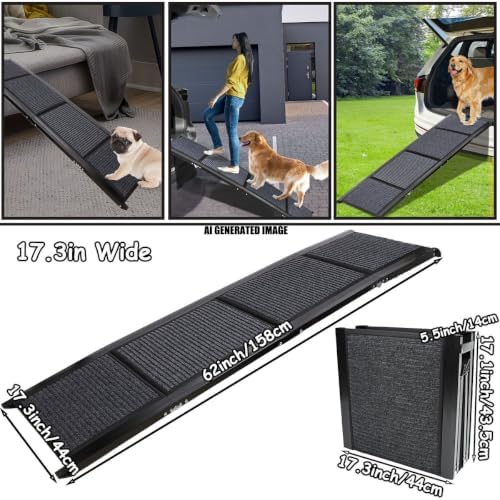 GaliGali Dog Ramp for Car Portable Folding Pet Stair 62" Long & 17.3" Wide - Image 4