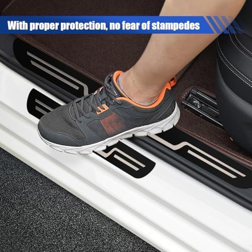 Craedli 4PCS Car Door Sill Protector Sticker, Stainless Steel Auto Door Edge - Image 4