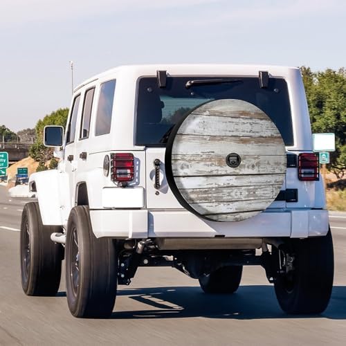 Wooden Board White Old Style Spare Tire Cover - Image 2