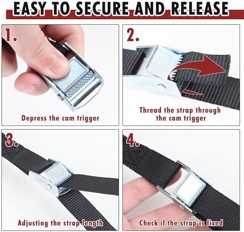 Cartman 1" x 12 ft Lashing Straps, 6 Pack, 600 lb Break Strength - Image 5