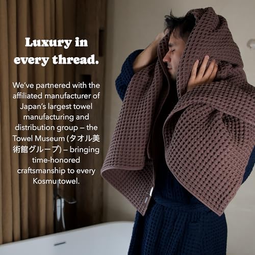 Luxury Organic Japanese Cotton Waffle Bath Towel | Thick, Quick Dry Bathroom - Image 5