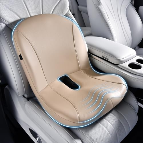 Coverado Car Seat Cushion and Lumbar Support Pillow One Piece, Napa Leather by COVERADOAUTO