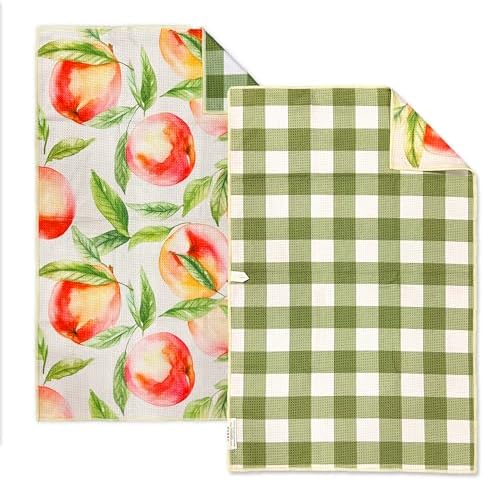 crae. Reversible Microfiber Hand Towel, Aqua Daisy Blue/Orange, 19x29 in by CraeHome