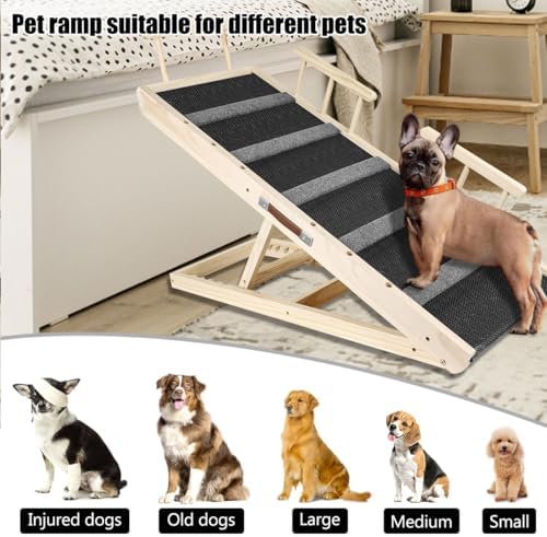GaliGali Dog Ramp Adjustable Portable Folding Pet Ramp Grey 43.3" Long - Image 6