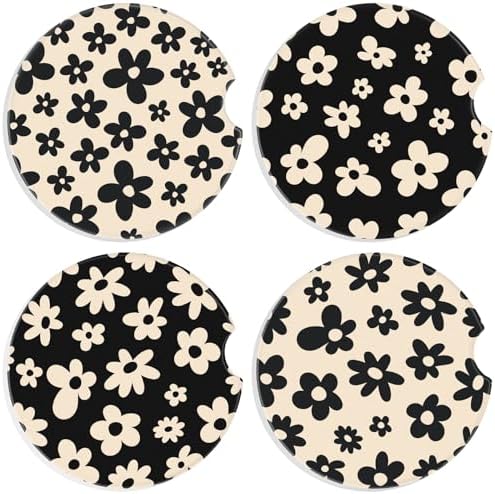 Boao 4 Pcs White Flower Car Cupholder Coasters by Boao