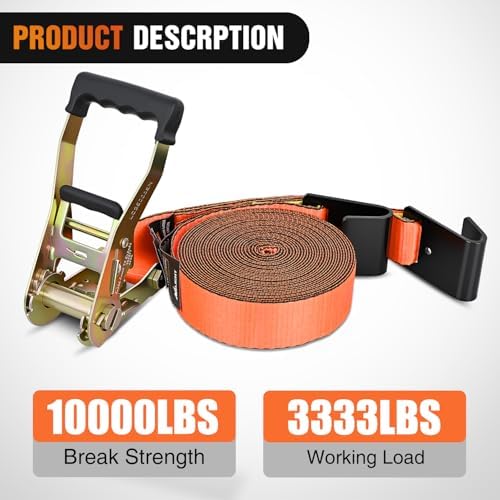 Nilight Flat Hook Ratchet Straps 10 Pack 2 in x 30 Ft Orange - Image 5