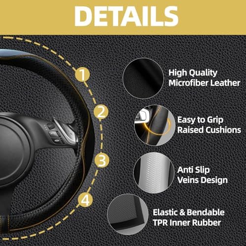 NBTEPEM 10 PCS Leather Car Seat Covers Front Seats Set, 14.5”-15'' Sporty - Image 3