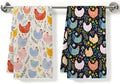 2 Pcs Cute Chicken Kitchen Towels, Floral Soft Absorbent Hand Tea Towel 01 by ZHAMEN