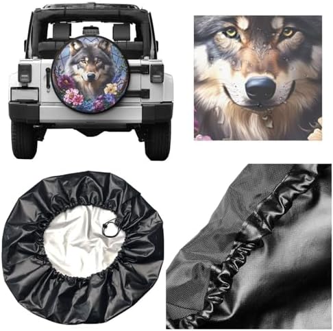Gray Wolf Dreamcatcher Spare Tire Cover - Image 3