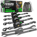 Rhino USA Retractable Ratchet Straps - 1in x 10ft by RhinoUSAInc