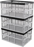 3-Pack Folding Storage Crates, 42L Collapsible Plastic Baskets by Sosody