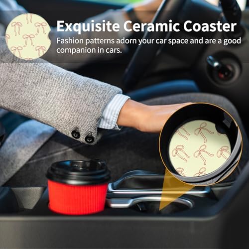 Cute Bowknot Car Coasters, Absorbent 2 Pack - Image 5