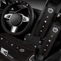 NBTEPEM 6 PCS Bling Car Accessories Set, Leather Steering Wheel Covers by NBTEPEM