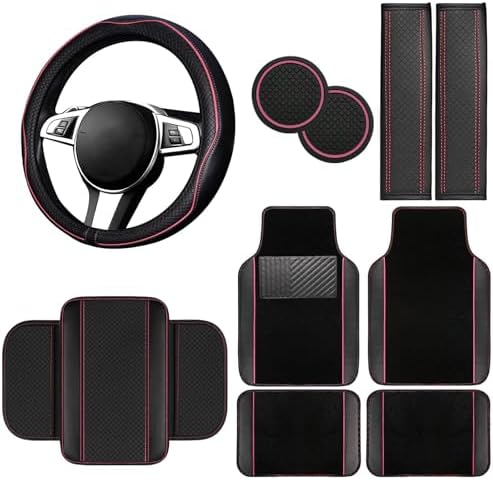 NBTEPEM 10 Pcs Car Floor Mats Full Set Car Accessories, Microfiber Leather by NBTEPEM