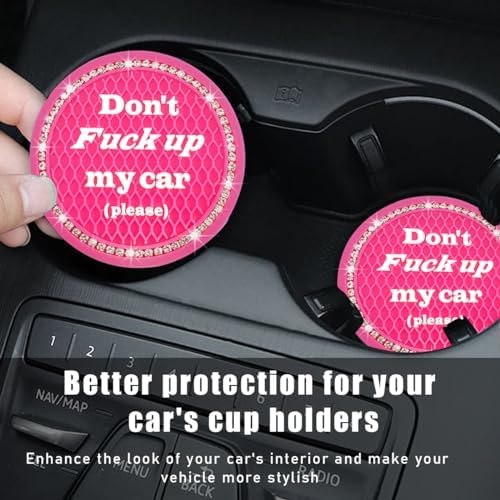 2 PCS Bling Car Cup Coaster, 2.75 Inch Anti-Slip Cup Holder Insert Coasters - Image 4