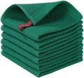 Homaxy 100% Cotton Waffle Weave Kitchen Dish Cloths 6-Pack, Dark Green by Homaxy