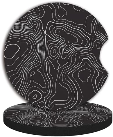 Black Contour Map Cute Cup Holder Coasters, Car Coasters by Unknown