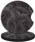 Black Contour Map Cute Cup Holder Coasters, Car Coasters by Unknown